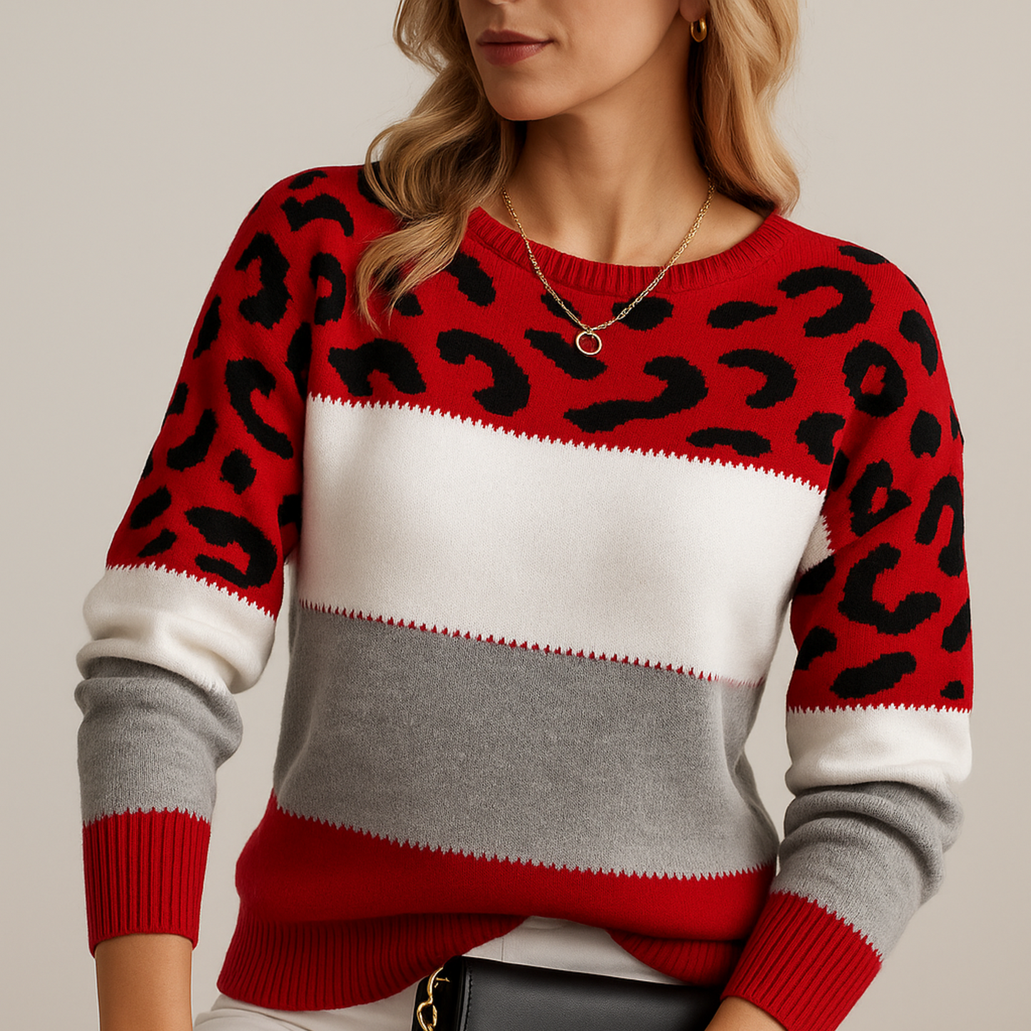 Cheyenne - Leopard Print Casual Sweater